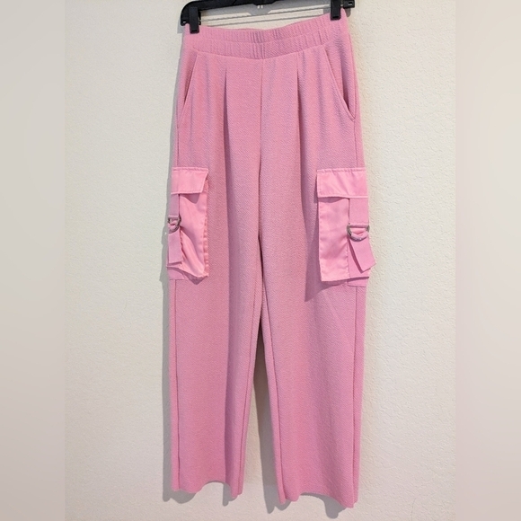 Beach Riot Pink Jersey Knit High Rise Range Cargo Pants Relaxed Lounge Barbie - Picture 5 of 10